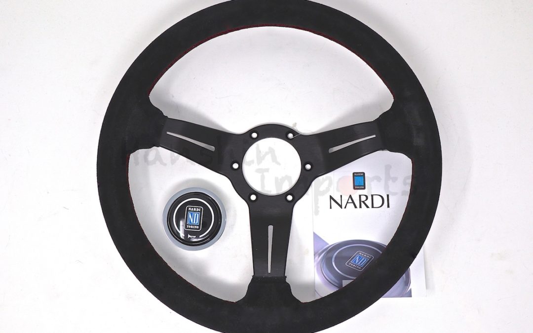 Nardi Steering Wheel Deep Corn Black suede leather Red stitching Black spokes 330mm 6069.33.2094