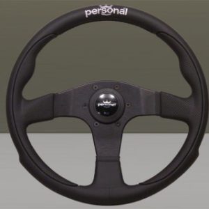 Personal Steering Wheel Black leather and Black suede Black spokes Silver logo embroidered on the grip 330mm 6521.33.2091