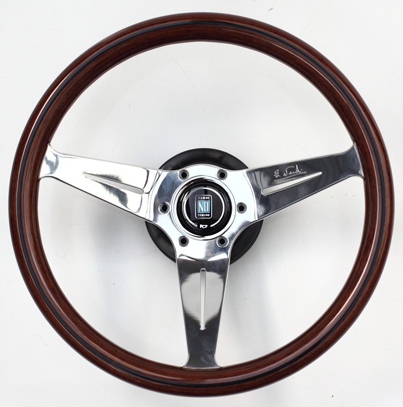 Nardi Steering Wheel Wood with polished Spokes 350mm