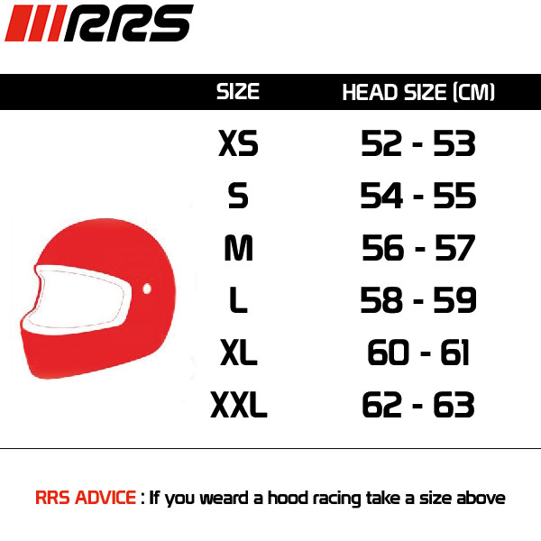 RRS taille casque size helmet chart