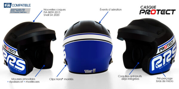 RRS Helmet FIa SNELL Jet Protect open face blue