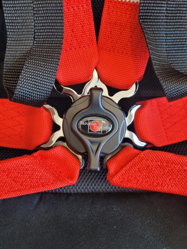 Hanshin-Imports V2 Red 6 Point 2''2'' HANS® Racing harness FIA 8853-2016 - Image 2