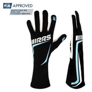 RRS Racing Gloves GRIP2 - BLACK logo BLUE - FIA 8856-2018