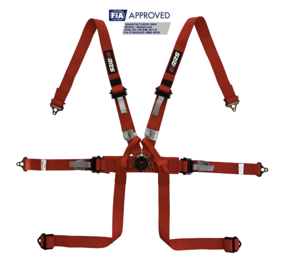 RRS FIA single-seater 2" HANS harness - Red (with strap loop) - Hanshin ...