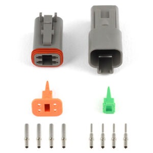 Haltech Plug and Pins Only - Matching Set of Deutsch DT-4 Connectors  (DT06-4S + DT04-4P) - ( 13 Amp)